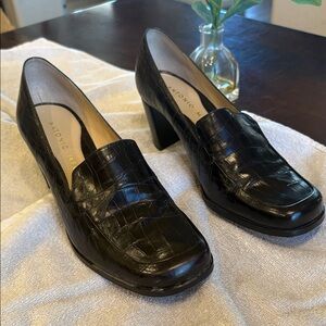 ANTONIO MELANI Black Croc-Patterned Heels